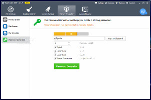 Showing the password generator in WiseCare 365 Pro